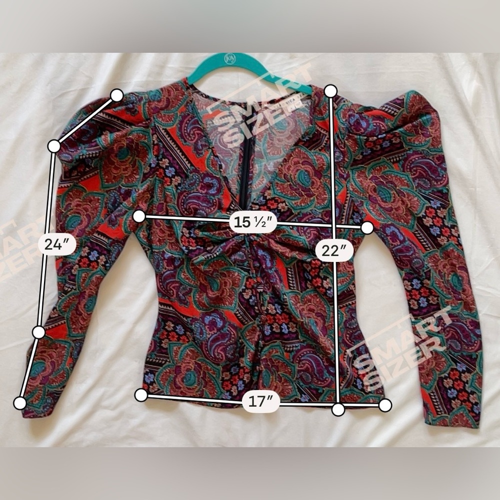 Veronica Beard Simmons Paisley Floral Silk Blend Top Puff Sleeves Y2K Size 4 - Picture 8 of 10